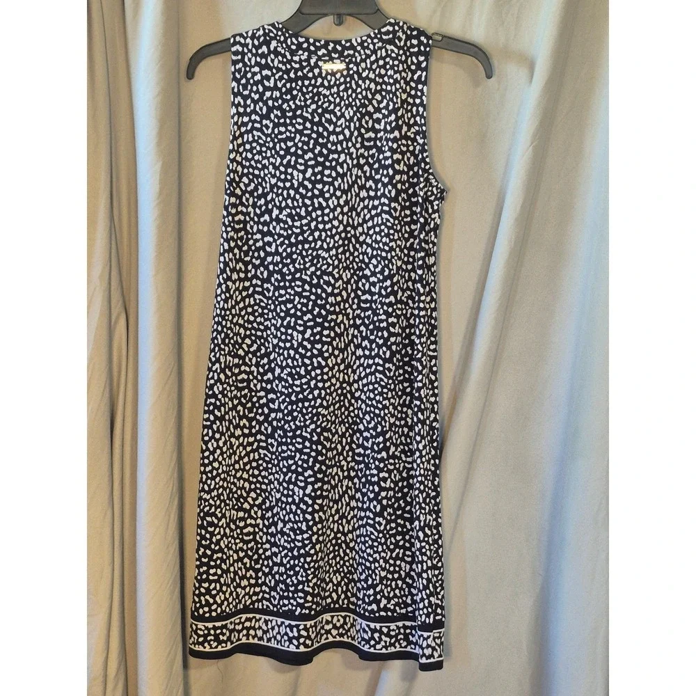 Michael Kors XS Black White Cheetah Print Lace Up Grommet Shift Dress Sleeveless